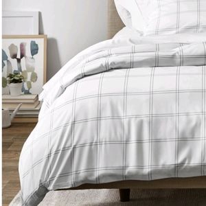 New White/Gray Duvet Cover Set Queen